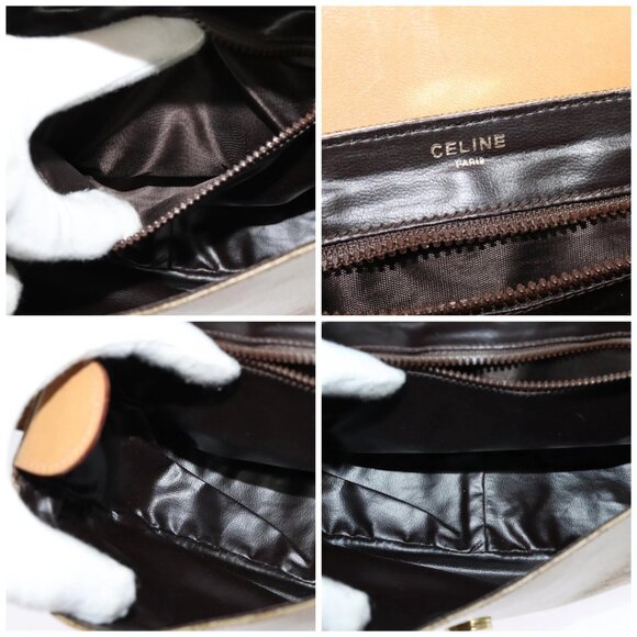 CELINE Macadam Canvas Shoulder Bag Beige Gold Auth 121456 - Picture 15 of 16